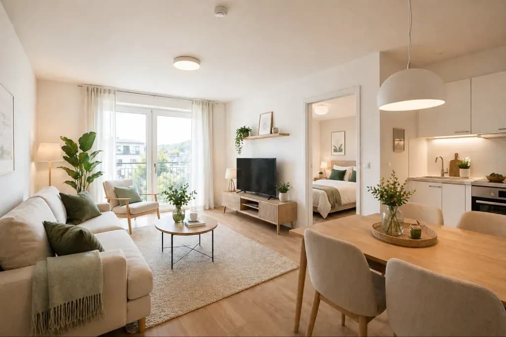 Helles Wohnzimmer eines Appartements