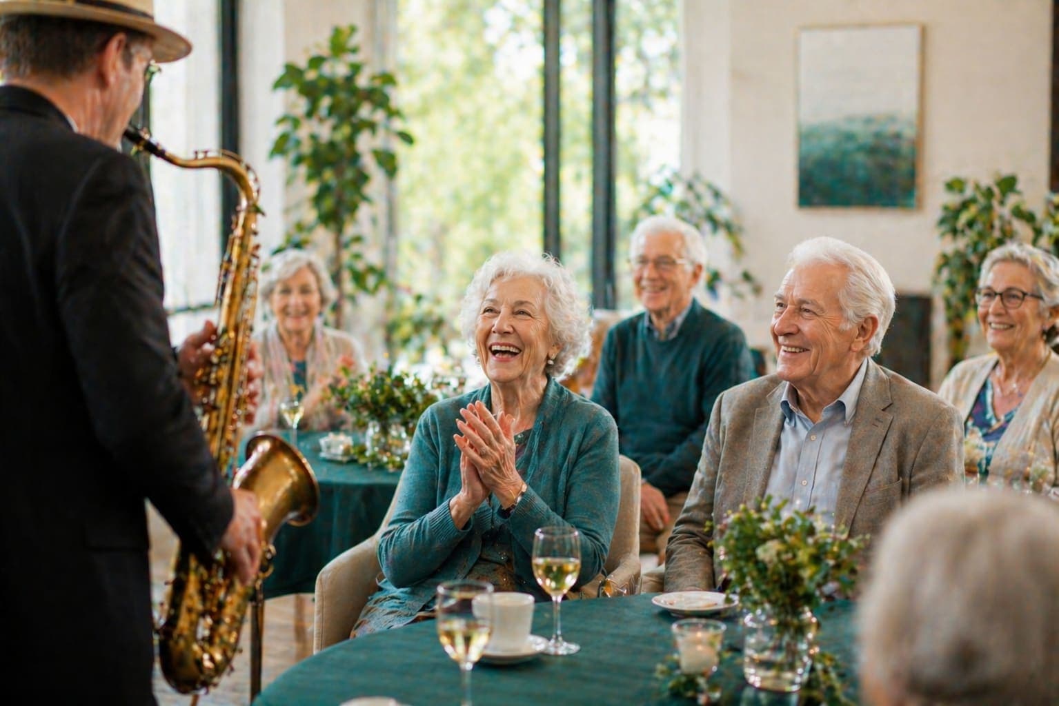 Saxophonist spielt bei einer Veranstaltung